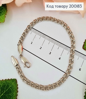 Браслет родований, плетіння Бісмарк, шир. 4мм, довж 19,5см, Xuping 18K 200183 фото