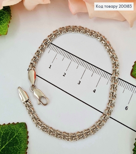 Браслет родованный, плетение Бисмарк, шир. 4мм, длина 19,5см, Xuping 18K 200183 фото 1