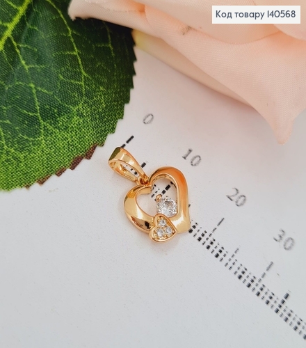 Кулон  СЕРЦЕ  з камінцями 1,2см Xuping 18K 140568 фото 1