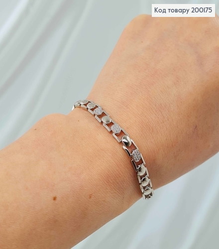 Браслет родимый, с квадратным якорным плетением и овальными вставочками, шир. 6мм, дл. 19см, Xuping 200175 фото 1