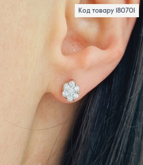 Сережки родированые гвоздики Цветок в камнях, 0,6см, Xuping 180701 фото