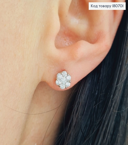 Сережки родовані гвіздки Квітка в камінцях, 0,6см, Xuping 180701 фото 1