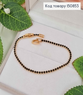 Браслет с рядом черных камешков, шир. 2мм, дл. 17+2см, Xuping 18K 150853 фото