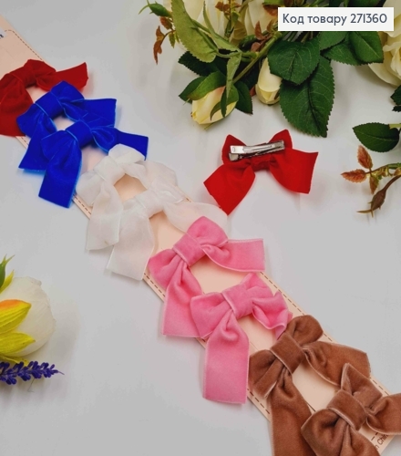 Набор детских заколок, цветные бархатные бантики, 10шт/наб. 271360 фото 1