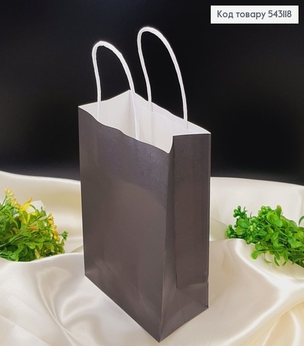 Пакет бумажный средний Крафт бумажная ручка черный 26,5х21 см 543118 фото 2