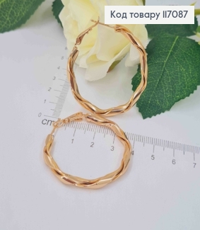 Серьги кольца 4см, Винтовые-фактурные, Xuping 18K 117087 фото