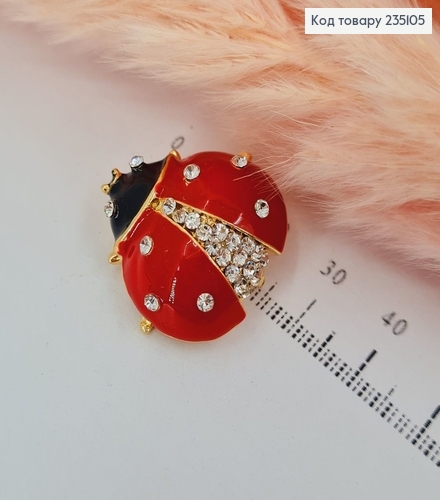 Брошь металл Божья коровка с  камнями 235105 фото 1
