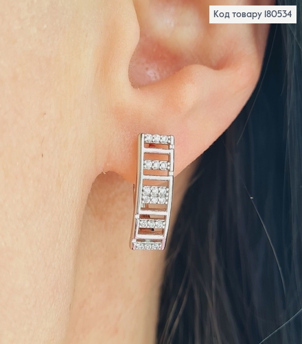 Серьги родированые Деловые, английская застежка 2*0,6см Xuping 180534 фото 1