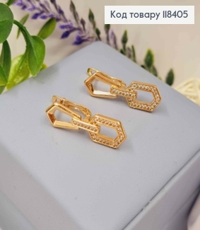 Сережки "Стильні" прикрашені Яскравими камінцями, 2,6см, англійська застібка, Xuping 18К 118405 фото