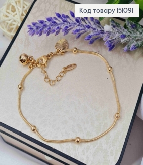 Браслет плетения СНЕЙК с литыми бусинками, длина 17+4см, Xuping 18K 151091 фото