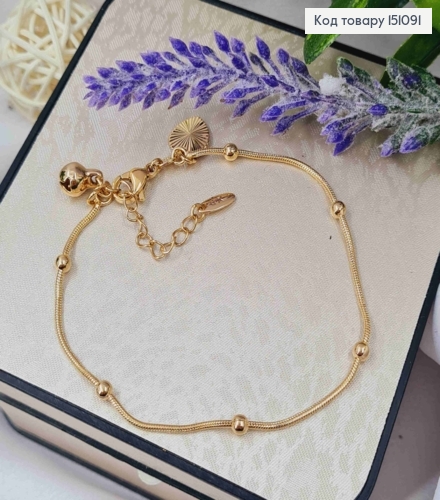 Браслет плетения СНЕЙК с литыми бусинками, длина 17+4см, Xuping 18K 151091 фото 1