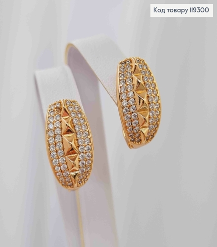 Серьги "Блеск" украшены Блестящими камешками, 1,7см, английская застежка, XUPING 18K 119300 фото 3