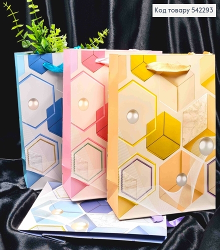 Пакет паперовий з Геометричним малюнком, 24*18*8см, в асортименті 542293 фото 1
