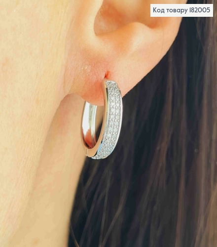 Сережки родовані кільця прикрашені Блискучими камінцями, діаметр 1,7см, Xuping 182005 фото 2