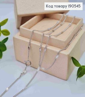 Ланцюжок родований ПАНЦИРНЕ плетіння з Плоскими пластинками з тисненням, довжина 45см, Xuping 18K 190545 фото