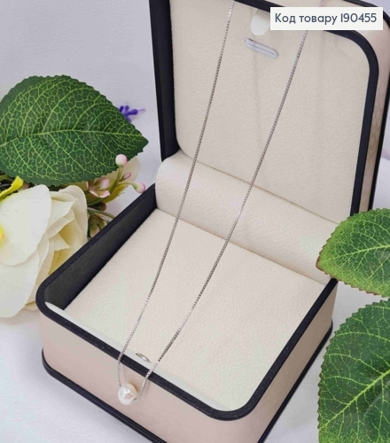 Цепочка родовання Якорное квадратное плетение с жемчужиной, длина 45+5см, Xuping 190455 фото 1