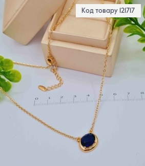 Цепочка ЯКОРНОЕ плетение с овальным Синим камнем, длина 45+5см, Xuping 18К 121717 фото