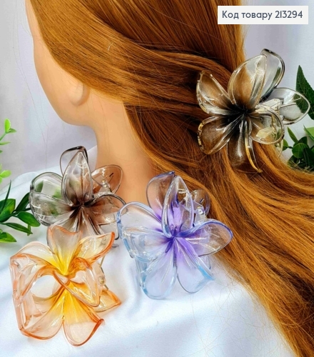 Краб пластик "Гавайский Цветок", 8см, Прозрачная с Блеском в ассортименте 213294 фото 1