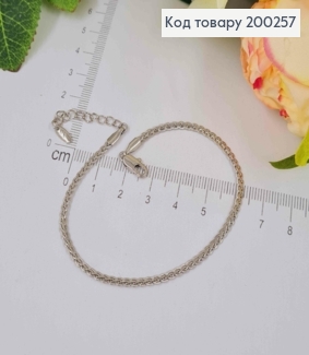 Браслет родований, плетіння косичка, довж. 19+3см, шир. 2мм, Xuping 200257 фото