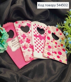 Пакет полиэтиленовый, маленький, в "Цветочек" и "Горошек" розовые в ассортименте, 50шт/уп, 14*9см 544502 фото