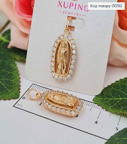Иконка с Божией матерью, в оправе из камней, овальная, 2,5*1,5см, Xuping 18K 130512 фото 1