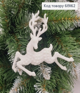 Новорічна фігура Блиск Олень Білий, 13*11*5см, Україна 619162 фото
