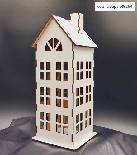 Подсвечник, деревянный белый домик, многоэтажка, классический, 25*12см, Украина 619264 фото 1