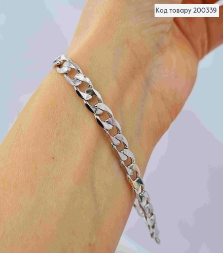 Браслет родований ПАНЦИРНЕ плетіння, ширина 6мм, довжина 19см, Xuping 200339 фото 2