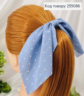 Резинка 5см, Твилли с бантиком, Голубой цвет, в горошек, дл.16см 255086 фото