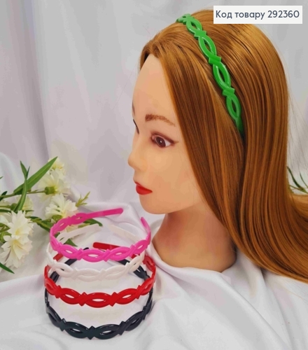 Обруч пластик, глянцевый, "Овальное плетение", 1,3см, Яркого цвета в ассортименте. 292360 фото 1