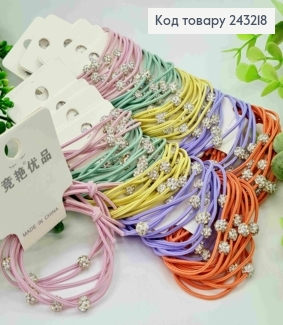 Резинка на планшетке (2шт) Шнурок с Шармиком в камешках, 4,5см, Цвета в ассортименте 243218 фото