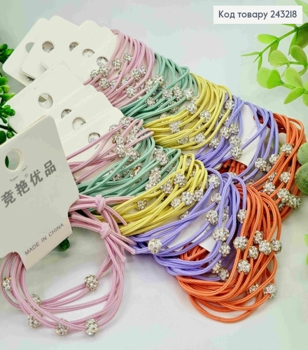 Резинка на планшетці (2шт) Шнурок з  Шармиком в камінцях, 4,5см,  Кольори в асортименті 243218 фото 1