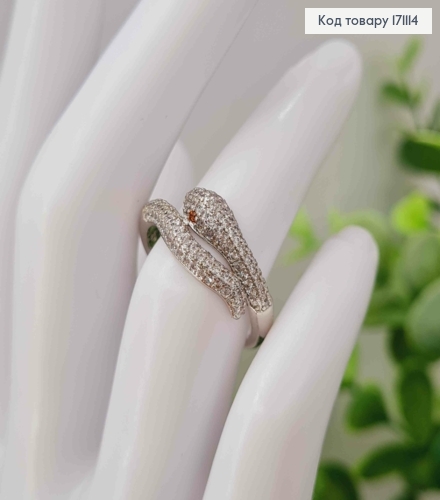 Кольцо родованное "Змея" украшено Блестящими камнями, Xuping 171114 фото 2