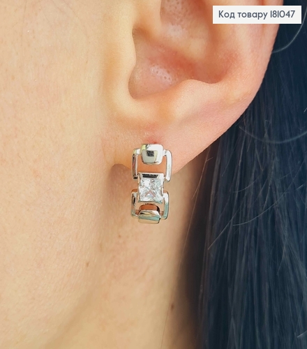 Сережки родовані, "Пряжка" з камінцем, 1,5см, англ. заст. Xuping 18K 181047 фото 2