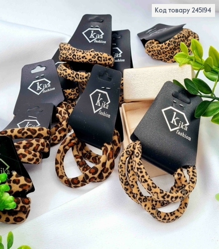 Резинка микрофибра, 3шт на планшетке, 5см, Леопардовые цвета в ассортименте 245194 фото 1