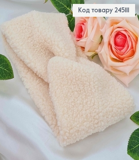 Повязка челма, Каракуль МОЛОЧНОГО цвета, 22*12см, Украина 275002-1 фото