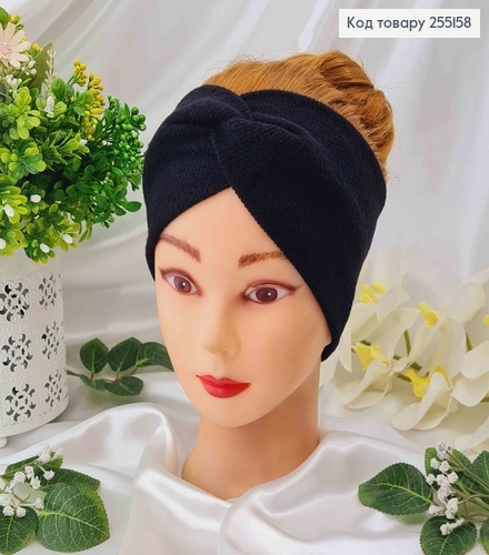 Пов'язка чалма, Ангора трикотаж, Чорна, 19,5*11см, ручна робота, Україна 275040 фото 1