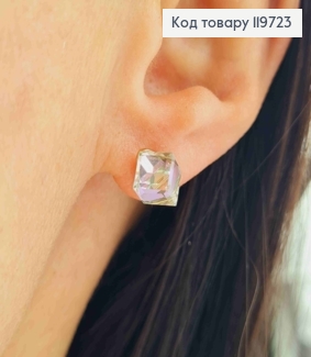 Сережки гвізкдки з Блискучим каменем Сваровскі Хамелеон, 1см, Xuping 18К 119723 фото