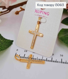 Крестик с камнями в виде звездочки, размер 2,5*1,8см, Xuping 18K 130613 фото