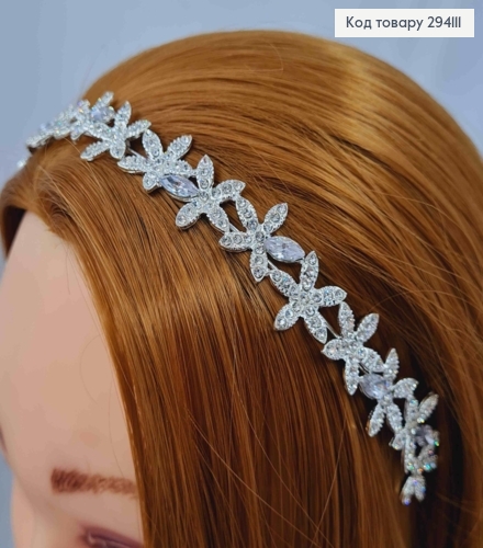 Тиара под серебро, "Цветки сакуры" с Блестящими камешками, 2см 294111 фото 2