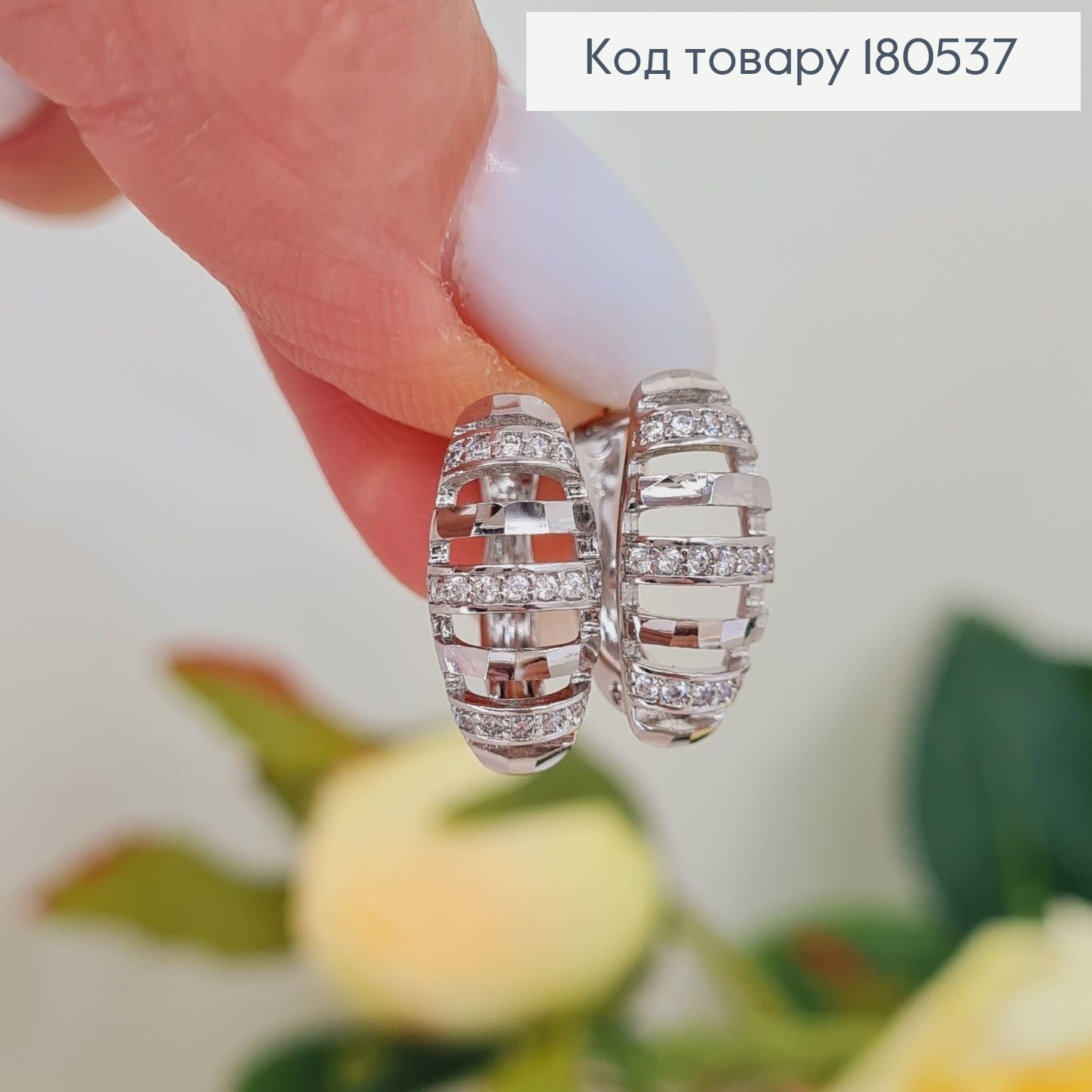 Серьги родированые Овал, английская застежка 1,6*0,6см Xuping 180537 фото 3