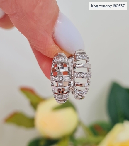 Серьги родированые Овал, английская застежка 1,6*0,6см Xuping 180537 фото 3