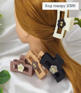 Краб каучук, матовий з квіточкою та бантиком, 8,5см, кольори в асорт. 213191 фото