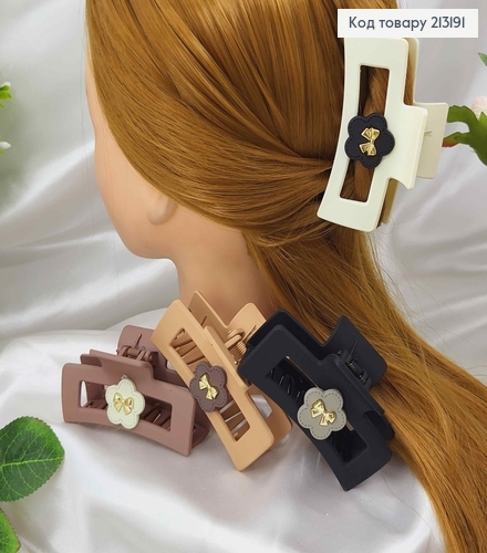 Краб каучук, матовый с цветочком и бантиком, 8,5см, цвета в ассорт. 213191 фото 1