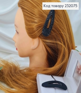 Заколка Тік-так 7,5см,КЛЮВИК, чорного кольору, в бусинках 232075 фото