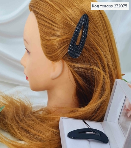 Заколка Тік-так 7,5см,КЛЮВИК, чорного кольору, в бусинках 232075 фото 1