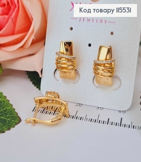 Серьги "Объятия" с камешками, 2см англ. зам. Xuping 18K 115531 фото
