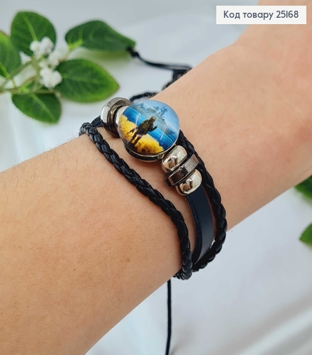 Браслет шкіряний з марками України , із регуляцією розміру 25168 фото 1