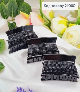 Краб пластик 5,5см ПРЯМОУГОЛЬНЫЙ в ЧЕРНЫХ стразах 211080 фото