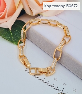 Браслет "Цепочка" с камнями, длина 15+2см, Xuping 18К 150672 фото